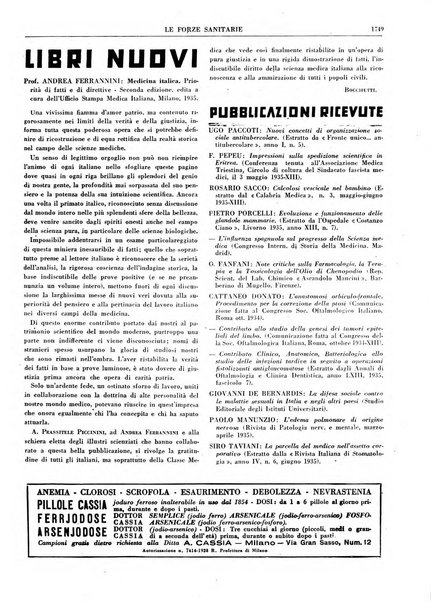 Le forze sanitarie organo ufficiale del Sindacato nazionale fascista dei medici e degli ordini dei medici