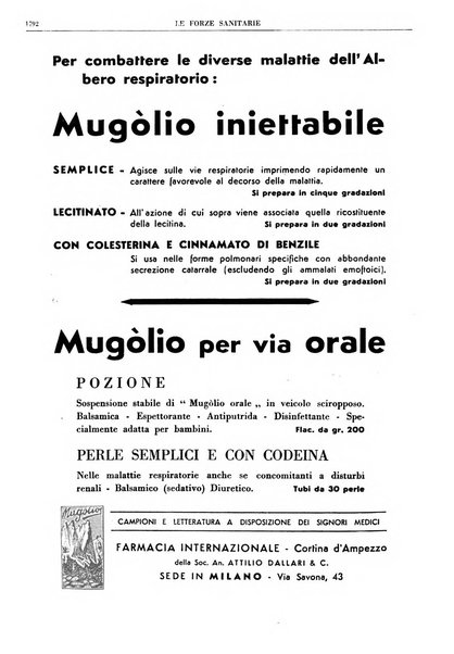 Le forze sanitarie organo ufficiale del Sindacato nazionale fascista dei medici e degli ordini dei medici