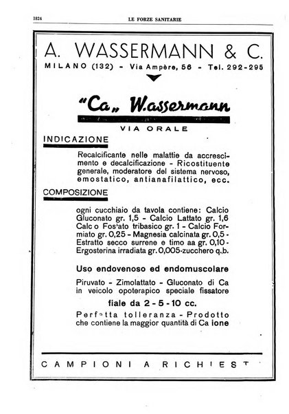 Le forze sanitarie organo ufficiale del Sindacato nazionale fascista dei medici e degli ordini dei medici