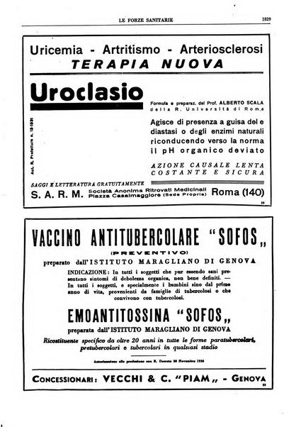 Le forze sanitarie organo ufficiale del Sindacato nazionale fascista dei medici e degli ordini dei medici