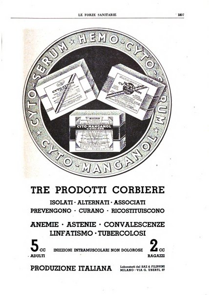 Le forze sanitarie organo ufficiale del Sindacato nazionale fascista dei medici e degli ordini dei medici