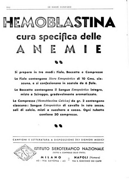 Le forze sanitarie organo ufficiale del Sindacato nazionale fascista dei medici e degli ordini dei medici