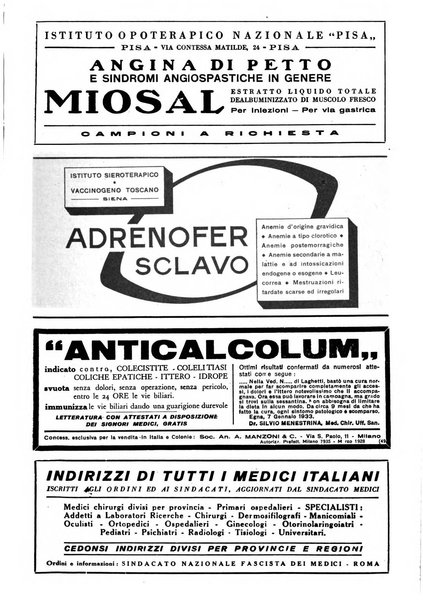 Le forze sanitarie organo ufficiale del Sindacato nazionale fascista dei medici e degli ordini dei medici