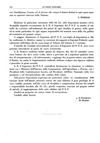 Le forze sanitarie organo ufficiale del Sindacato nazionale fascista dei medici e degli ordini dei medici