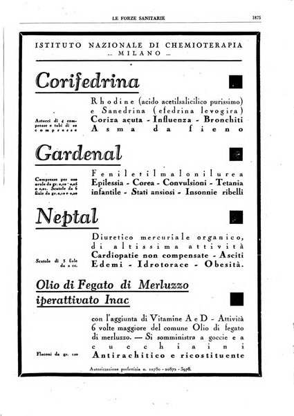 Le forze sanitarie organo ufficiale del Sindacato nazionale fascista dei medici e degli ordini dei medici