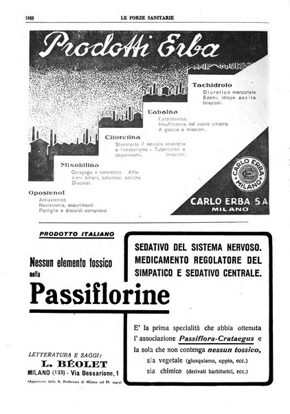 Le forze sanitarie organo ufficiale del Sindacato nazionale fascista dei medici e degli ordini dei medici