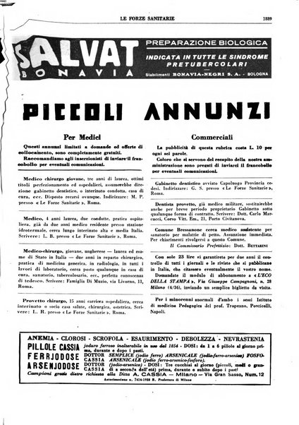 Le forze sanitarie organo ufficiale del Sindacato nazionale fascista dei medici e degli ordini dei medici