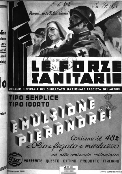 Le forze sanitarie organo ufficiale del Sindacato nazionale fascista dei medici e degli ordini dei medici