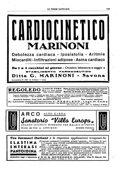 Le forze sanitarie organo ufficiale del Sindacato nazionale fascista dei medici e degli ordini dei medici