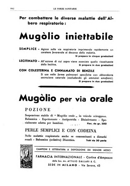 Le forze sanitarie organo ufficiale del Sindacato nazionale fascista dei medici e degli ordini dei medici