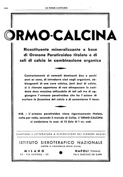 Le forze sanitarie organo ufficiale del Sindacato nazionale fascista dei medici e degli ordini dei medici