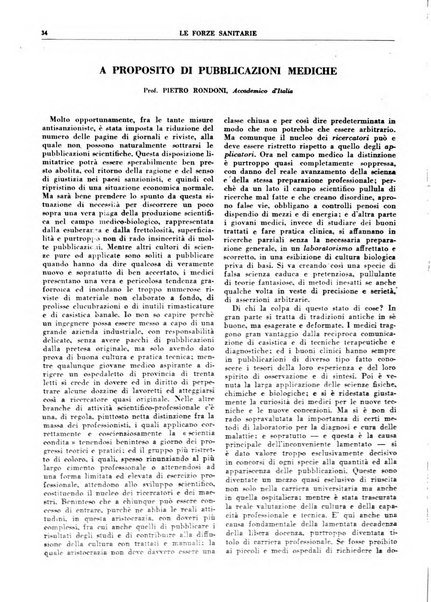 Le forze sanitarie organo ufficiale del Sindacato nazionale fascista dei medici e degli ordini dei medici