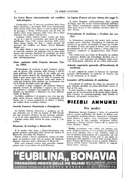 Le forze sanitarie organo ufficiale del Sindacato nazionale fascista dei medici e degli ordini dei medici