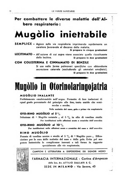 Le forze sanitarie organo ufficiale del Sindacato nazionale fascista dei medici e degli ordini dei medici