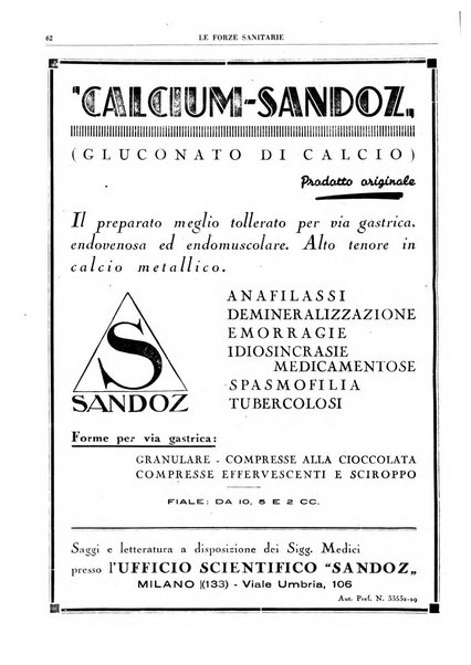 Le forze sanitarie organo ufficiale del Sindacato nazionale fascista dei medici e degli ordini dei medici