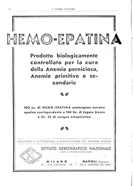 Le forze sanitarie organo ufficiale del Sindacato nazionale fascista dei medici e degli ordini dei medici