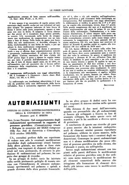 Le forze sanitarie organo ufficiale del Sindacato nazionale fascista dei medici e degli ordini dei medici