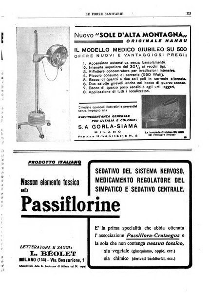 Le forze sanitarie organo ufficiale del Sindacato nazionale fascista dei medici e degli ordini dei medici