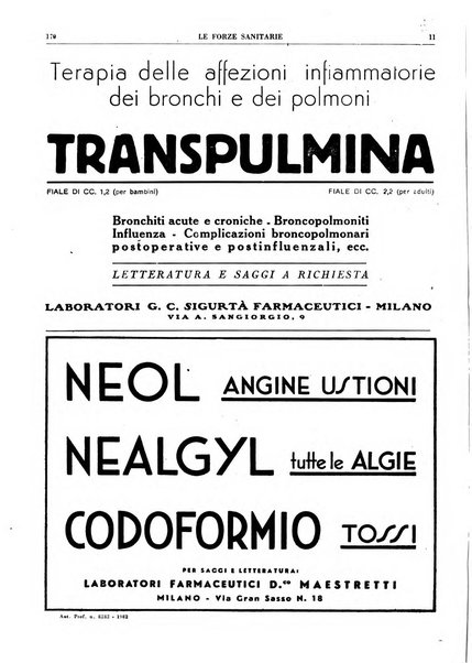 Le forze sanitarie organo ufficiale del Sindacato nazionale fascista dei medici e degli ordini dei medici