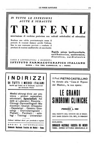 Le forze sanitarie organo ufficiale del Sindacato nazionale fascista dei medici e degli ordini dei medici