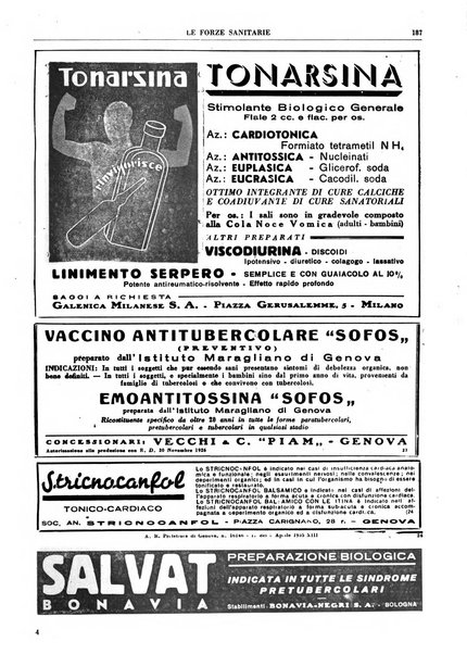 Le forze sanitarie organo ufficiale del Sindacato nazionale fascista dei medici e degli ordini dei medici