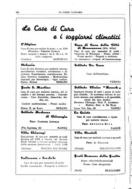 Le forze sanitarie organo ufficiale del Sindacato nazionale fascista dei medici e degli ordini dei medici