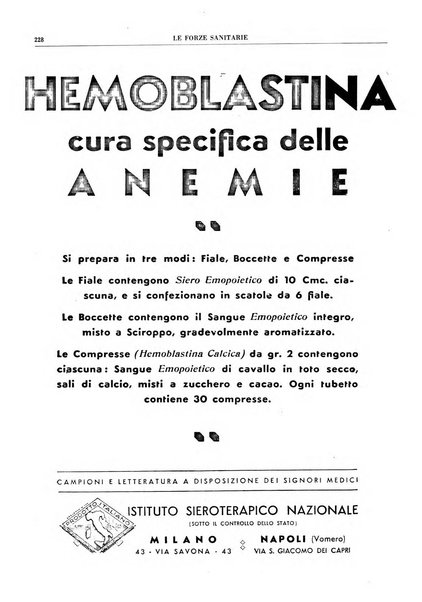 Le forze sanitarie organo ufficiale del Sindacato nazionale fascista dei medici e degli ordini dei medici