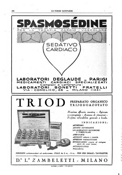 Le forze sanitarie organo ufficiale del Sindacato nazionale fascista dei medici e degli ordini dei medici