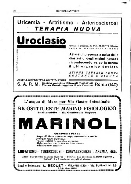 Le forze sanitarie organo ufficiale del Sindacato nazionale fascista dei medici e degli ordini dei medici