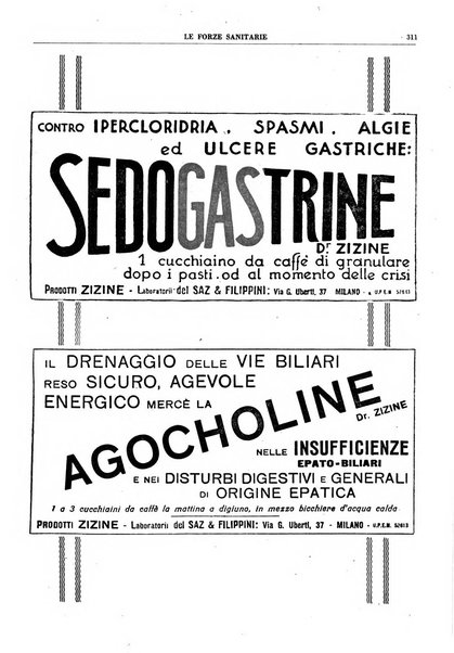 Le forze sanitarie organo ufficiale del Sindacato nazionale fascista dei medici e degli ordini dei medici