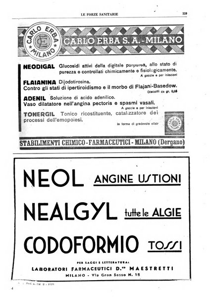 Le forze sanitarie organo ufficiale del Sindacato nazionale fascista dei medici e degli ordini dei medici