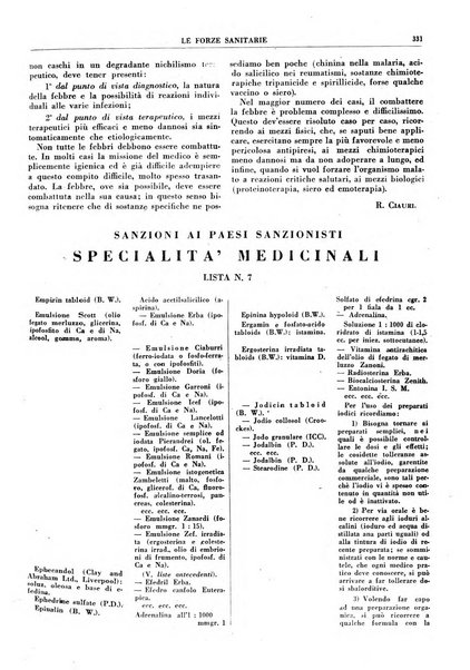 Le forze sanitarie organo ufficiale del Sindacato nazionale fascista dei medici e degli ordini dei medici