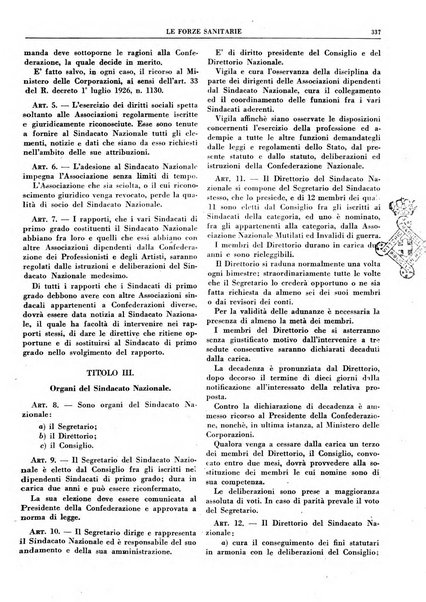 Le forze sanitarie organo ufficiale del Sindacato nazionale fascista dei medici e degli ordini dei medici