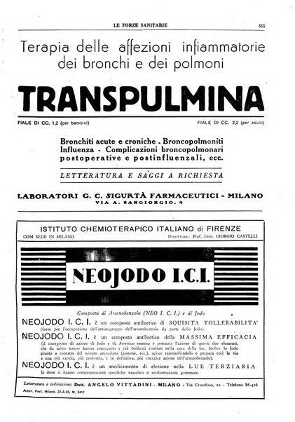 Le forze sanitarie organo ufficiale del Sindacato nazionale fascista dei medici e degli ordini dei medici