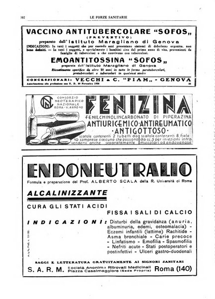 Le forze sanitarie organo ufficiale del Sindacato nazionale fascista dei medici e degli ordini dei medici