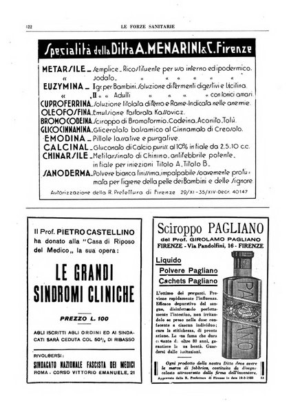 Le forze sanitarie organo ufficiale del Sindacato nazionale fascista dei medici e degli ordini dei medici