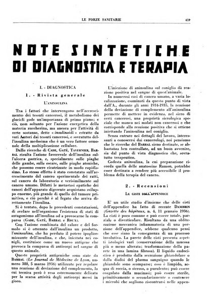 Le forze sanitarie organo ufficiale del Sindacato nazionale fascista dei medici e degli ordini dei medici