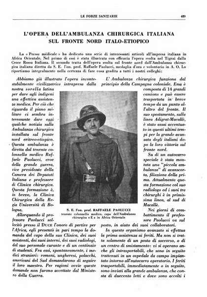 Le forze sanitarie organo ufficiale del Sindacato nazionale fascista dei medici e degli ordini dei medici