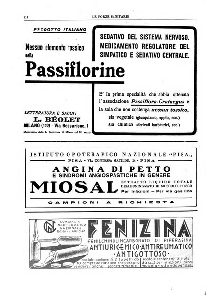 Le forze sanitarie organo ufficiale del Sindacato nazionale fascista dei medici e degli ordini dei medici