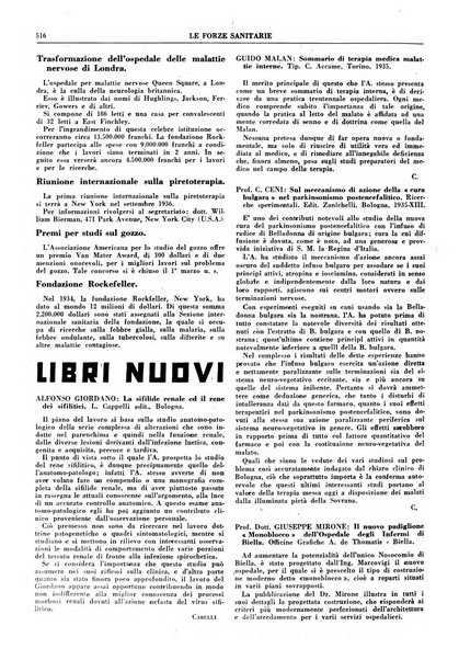 Le forze sanitarie organo ufficiale del Sindacato nazionale fascista dei medici e degli ordini dei medici