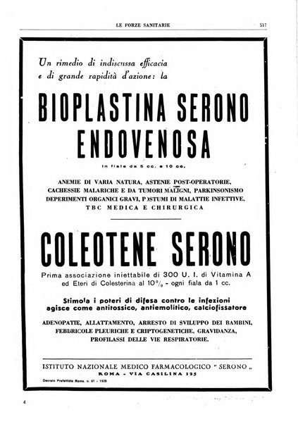 Le forze sanitarie organo ufficiale del Sindacato nazionale fascista dei medici e degli ordini dei medici