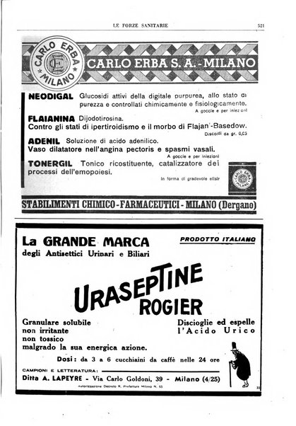 Le forze sanitarie organo ufficiale del Sindacato nazionale fascista dei medici e degli ordini dei medici