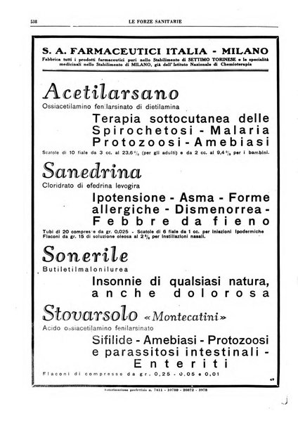 Le forze sanitarie organo ufficiale del Sindacato nazionale fascista dei medici e degli ordini dei medici