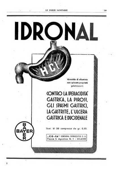 Le forze sanitarie organo ufficiale del Sindacato nazionale fascista dei medici e degli ordini dei medici