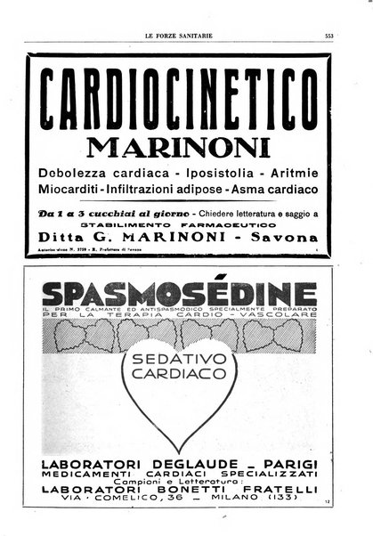 Le forze sanitarie organo ufficiale del Sindacato nazionale fascista dei medici e degli ordini dei medici