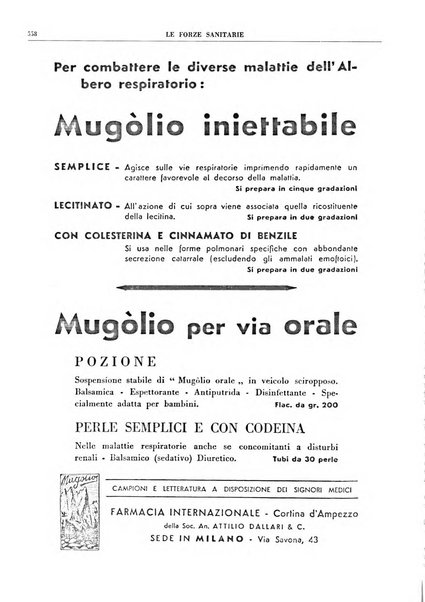 Le forze sanitarie organo ufficiale del Sindacato nazionale fascista dei medici e degli ordini dei medici