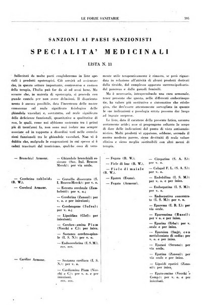 Le forze sanitarie organo ufficiale del Sindacato nazionale fascista dei medici e degli ordini dei medici