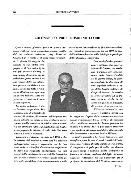 Le forze sanitarie organo ufficiale del Sindacato nazionale fascista dei medici e degli ordini dei medici