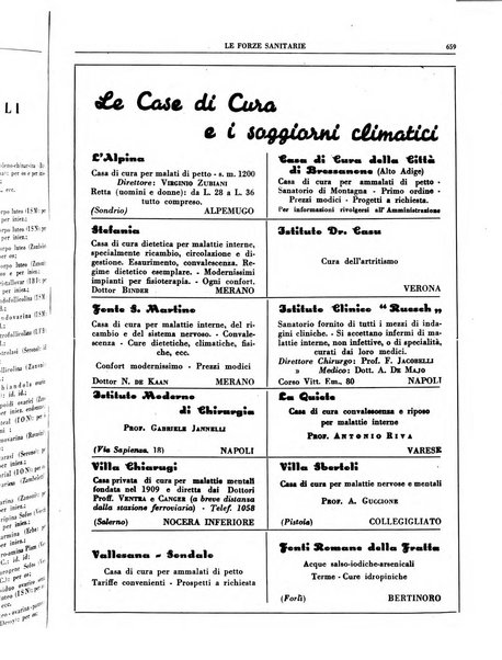 Le forze sanitarie organo ufficiale del Sindacato nazionale fascista dei medici e degli ordini dei medici