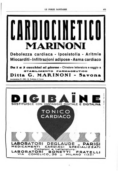 Le forze sanitarie organo ufficiale del Sindacato nazionale fascista dei medici e degli ordini dei medici